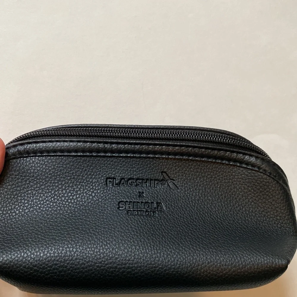 Shinola Black Leather Cosmetic Bag - Picture 2 of 10